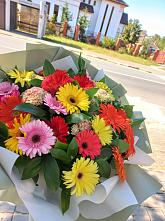 Букет цветов из:  Герберы #REPLACE_PRED# Новоджерелиевской